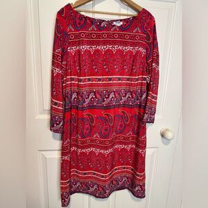 Old Navy Red and Blue Paisley Midi Dress